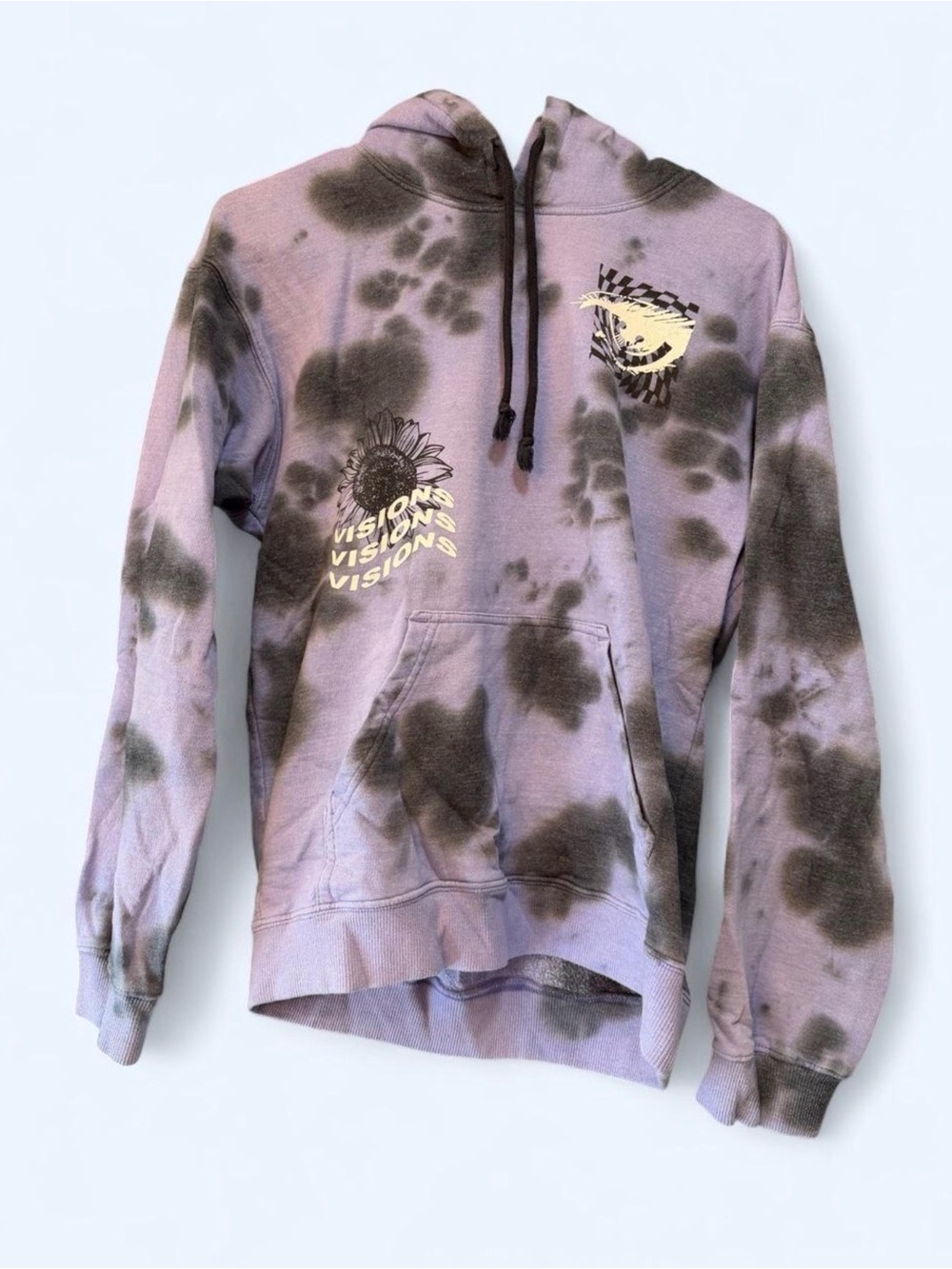 Tie-Dye Pullover Hoodie - Lavender & Black